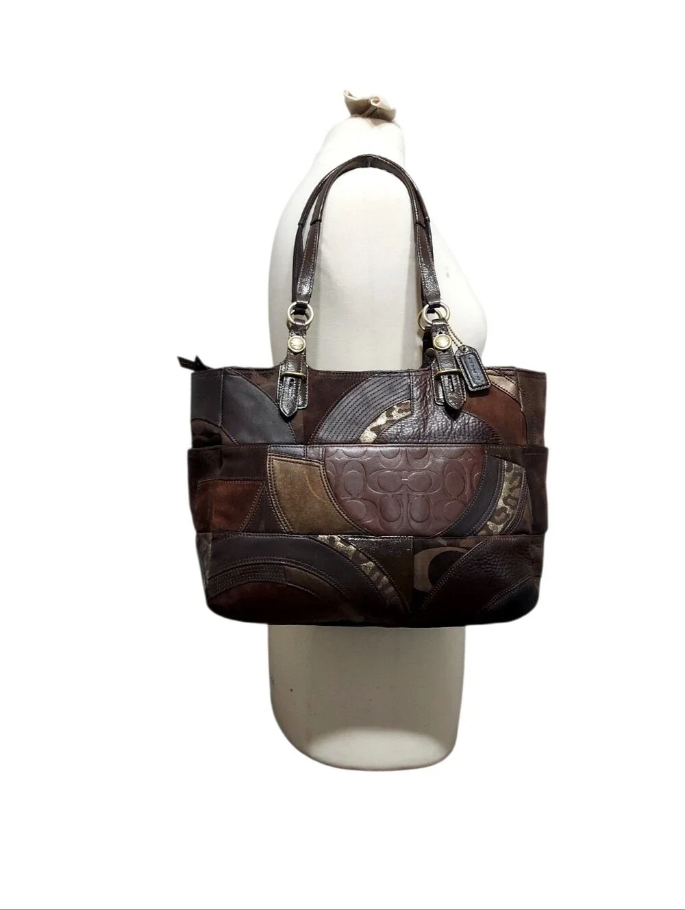 Coach Vintage Patchwork Leather & Suede Zip Shoulder Tote  No. F15459